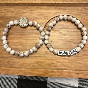 Pair of bracelets- letter bracelet w marble beads